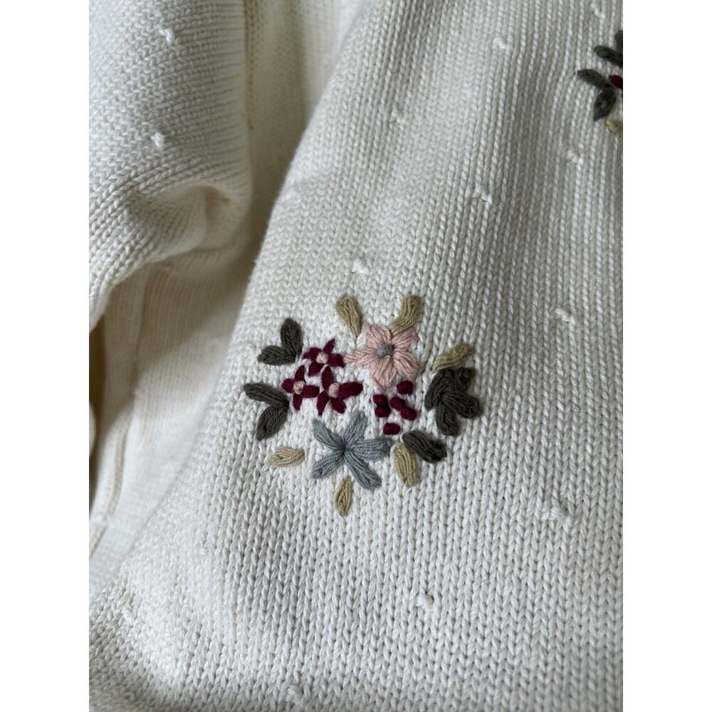 Vintage Liz Claiborne Floral Embroidered Mock Neck Sweater Sz Small Cottagecore - Picture 3 of 6